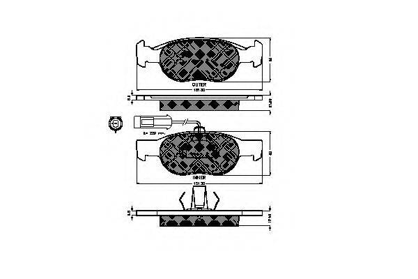 Комплект тормозных колодок, дисковый тормоз SPIDAN 32742