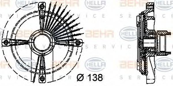 Сцепление, вентилятор радиатора BEHR HELLA SERVICE 8MV 376 732-161