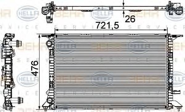 Радиатор, охлаждение двигателя BEHR HELLA SERVICE 8MK 376 745-581