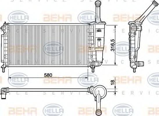 Радиатор, охлаждение двигателя BEHR HELLA SERVICE 8MK 376 754-384