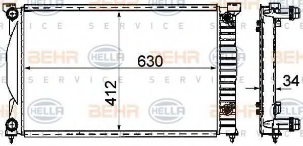Радиатор, охлаждение двигателя BEHR HELLA SERVICE 8MK 376 781-061