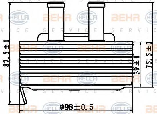 масляный радиатор, двигательное масло BEHR HELLA SERVICE 8MO 376 797-131