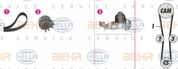 BEHR HELLA SERVICE 8MP376802851 Водяной насос + комплект зубчатого ремня