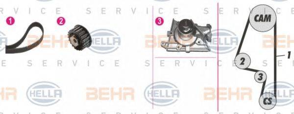 BEHR HELLA SERVICE 8MP376805871 Водяной насос + комплект зубчатого ремня