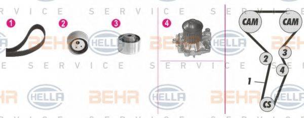 BEHR HELLA SERVICE 8MP376809801 Водяной насос + комплект зубчатого ремня