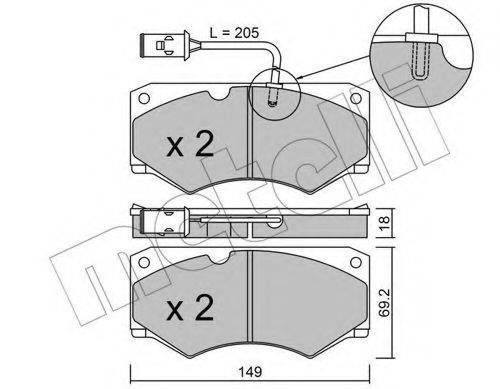 Комплект тормозных колодок, дисковый тормоз METELLI 22-0014-3