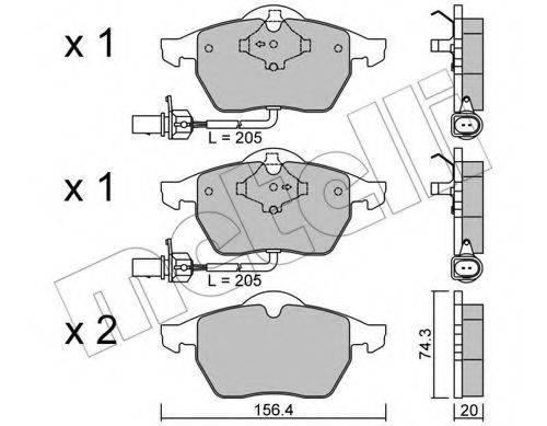 Комплект тормозных колодок, дисковый тормоз METELLI 22-0181-3