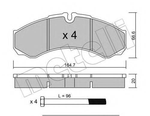 Комплект тормозных колодок, дисковый тормоз METELLI 22-0212-0