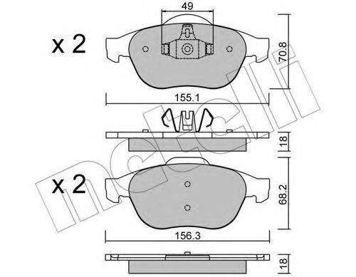 Комплект тормозных колодок, дисковый тормоз METELLI 22-0336-2