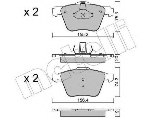 Комплект тормозных колодок, дисковый тормоз METELLI 22-0599-1