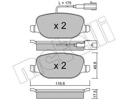 Комплект тормозных колодок, дисковый тормоз METELLI 22-0704-1