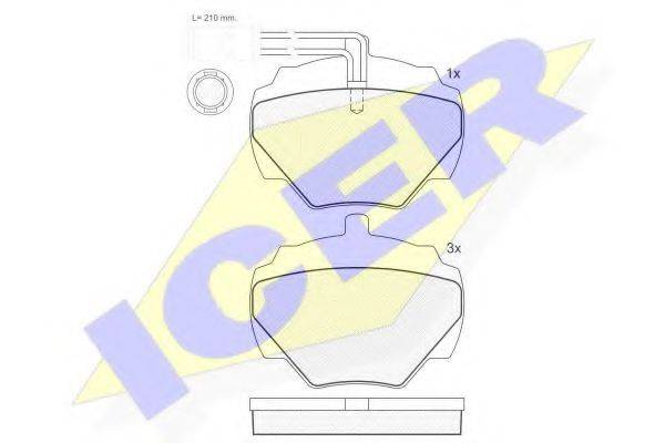 Комплект тормозных колодок, дисковый тормоз ICER 140702