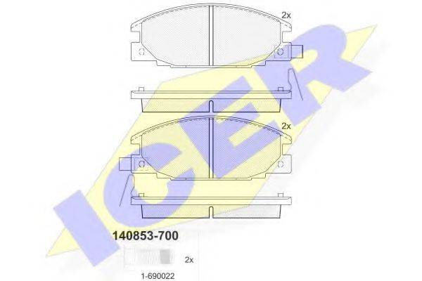 Комплект тормозных колодок, дисковый тормоз ICER 140853-700