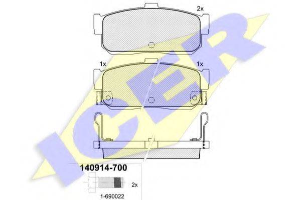 Комплект тормозных колодок, дисковый тормоз ICER 140914