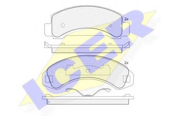 Комплект тормозных колодок, дисковый тормоз ICER 141055