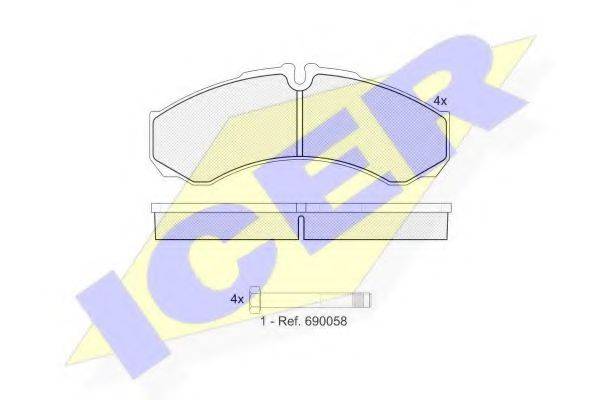 Комплект тормозных колодок, дисковый тормоз ICER 141208