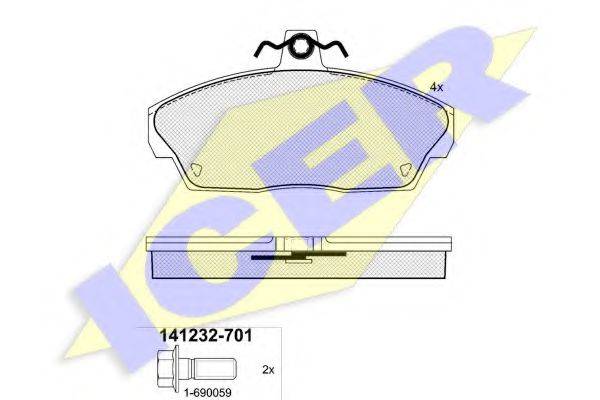 Комплект тормозных колодок, дисковый тормоз ICER 141232