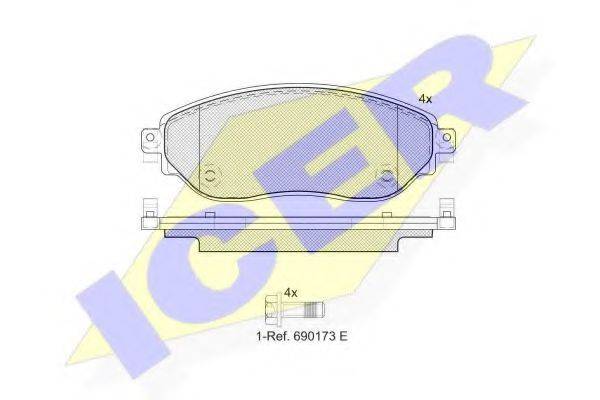 Комплект тормозных колодок, дисковый тормоз ICER 142219