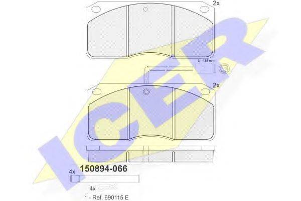 Комплект тормозных колодок, дисковый тормоз ICER 150894-066