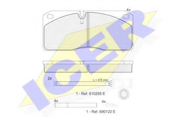 Комплект тормозных колодок, дисковый тормоз ICER 151078-116