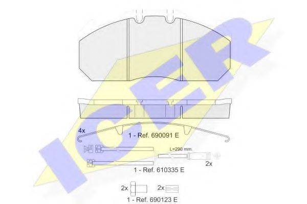 Комплект тормозных колодок, дисковый тормоз ICER 151405-120