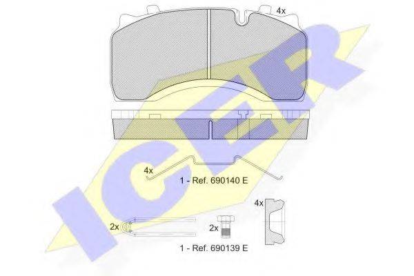 Комплект тормозных колодок, дисковый тормоз ICER 151430-066