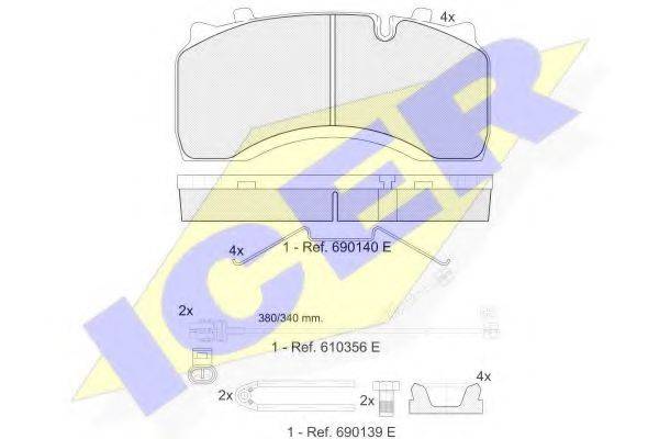 Комплект тормозных колодок, дисковый тормоз ICER 151430-124