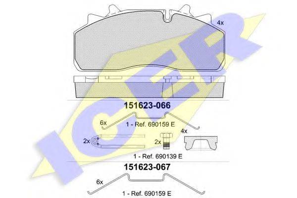 Комплект тормозных колодок, дисковый тормоз ICER 151623-067