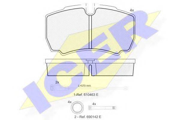 Комплект тормозных колодок, дисковый тормоз ICER 151640-229