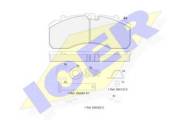 Комплект тормозных колодок, дисковый тормоз ICER 152091-066