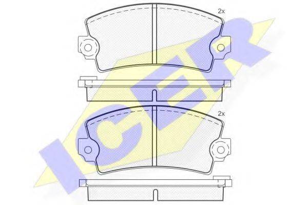 Комплект тормозных колодок, дисковый тормоз ICER 180052
