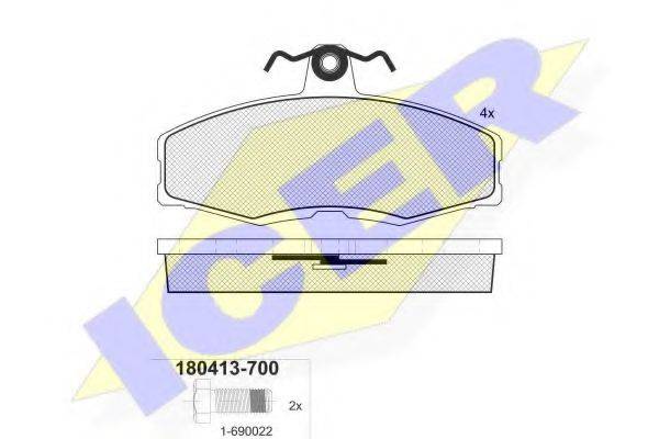 Комплект тормозных колодок, дисковый тормоз ICER 180413-700