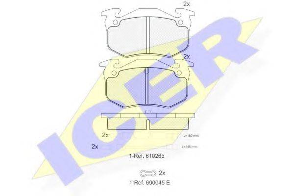 Комплект тормозных колодок, дисковый тормоз ICER 180417-066
