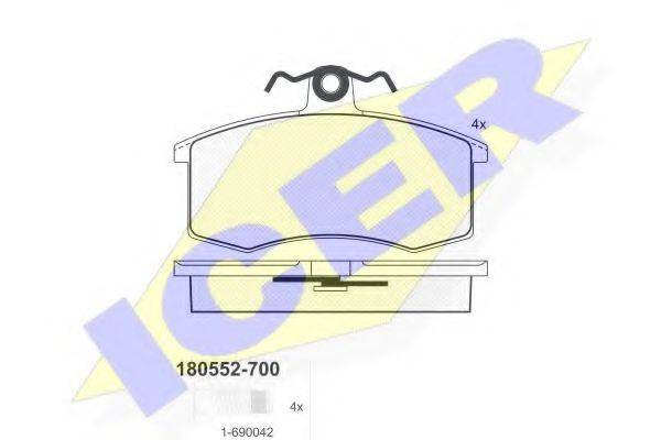 Комплект тормозных колодок, дисковый тормоз ICER 180552-700
