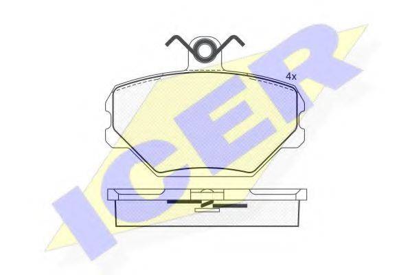 Комплект тормозных колодок, дисковый тормоз ICER 180780