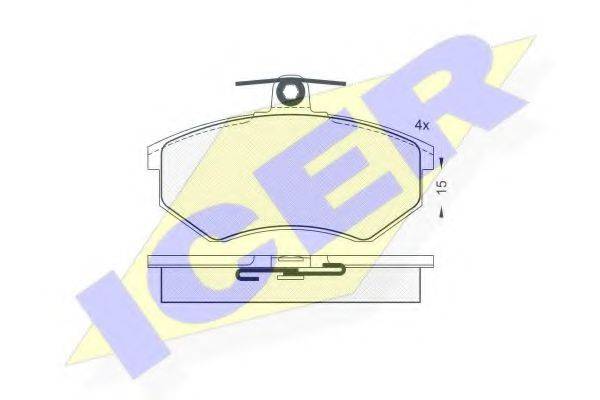 Комплект тормозных колодок, дисковый тормоз ICER 180835