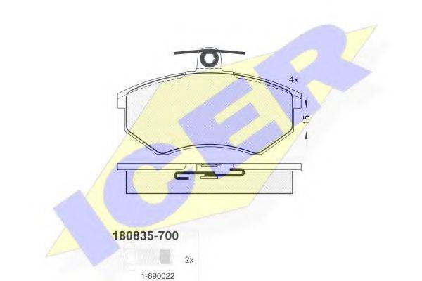 ICER 180835700 Комплект тормозных колодок, дисковый тормоз