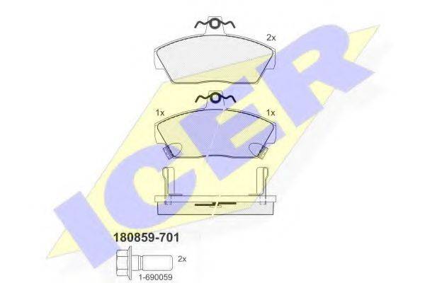 Комплект тормозных колодок, дисковый тормоз ICER 180859-701