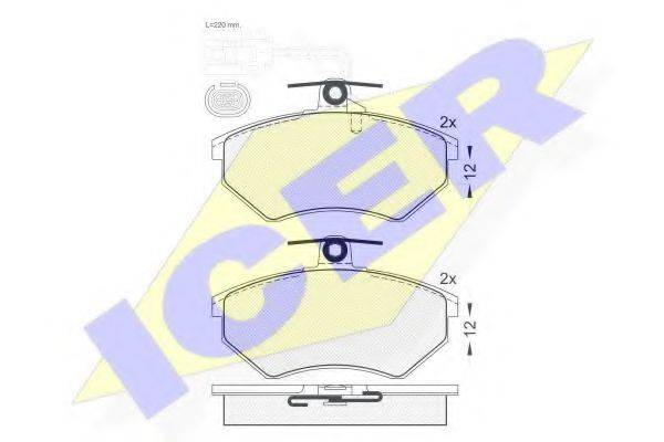 Комплект тормозных колодок, дисковый тормоз ICER 180996