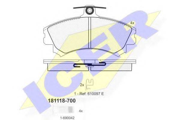 ICER 181118700 Комплект тормозных колодок, дисковый тормоз