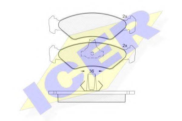 Комплект тормозных колодок, дисковый тормоз ICER 181143
