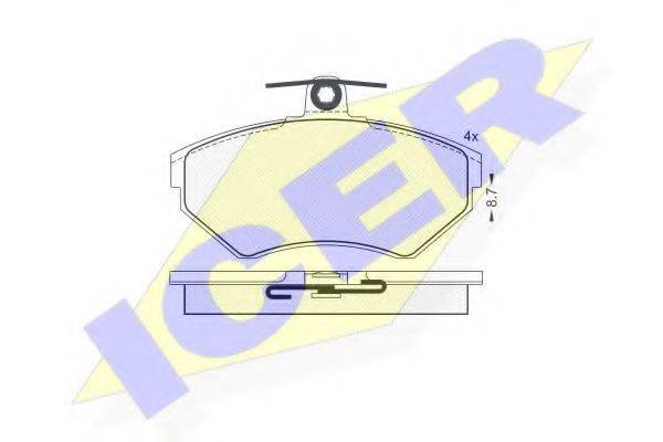 Комплект тормозных колодок, дисковый тормоз ICER 181156