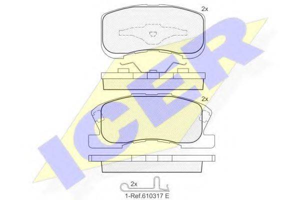 Комплект тормозных колодок, дисковый тормоз ICER 181342