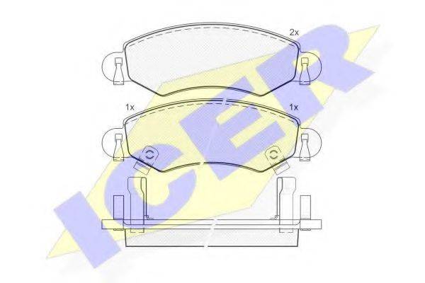 Комплект тормозных колодок, дисковый тормоз ICER 181368