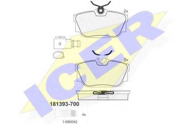 ICER 181393700 Комплект тормозных колодок, дисковый тормоз