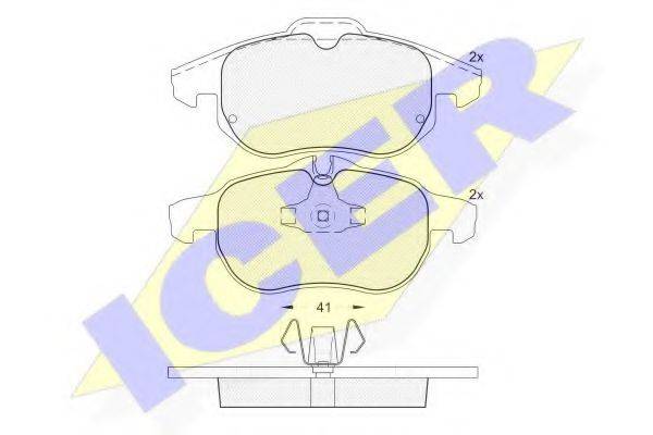 Комплект тормозных колодок, дисковый тормоз ICER 181536