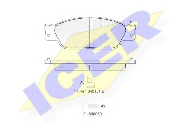 Комплект тормозных колодок, дисковый тормоз ICER 181561
