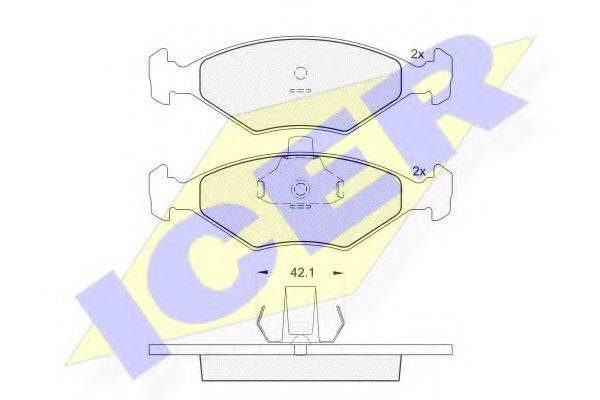 Комплект тормозных колодок, дисковый тормоз ICER 181596