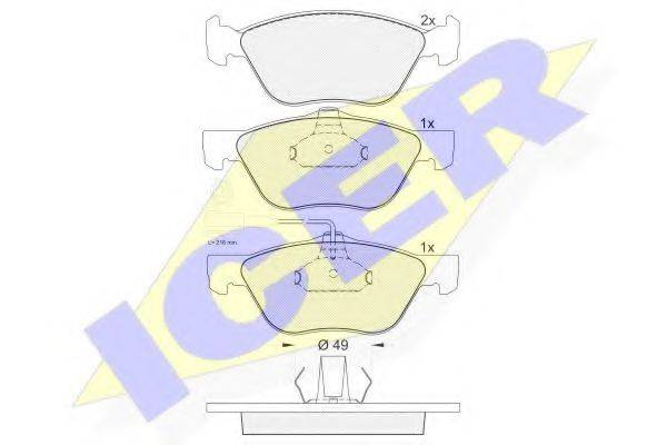 Комплект тормозных колодок, дисковый тормоз ICER 181601
