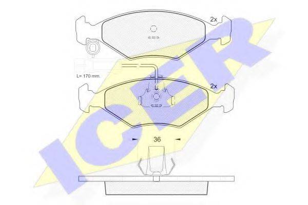 Комплект тормозных колодок, дисковый тормоз ICER 181603